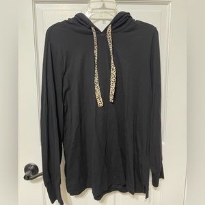 Belle by Kim Gravel black pullover with leopard print